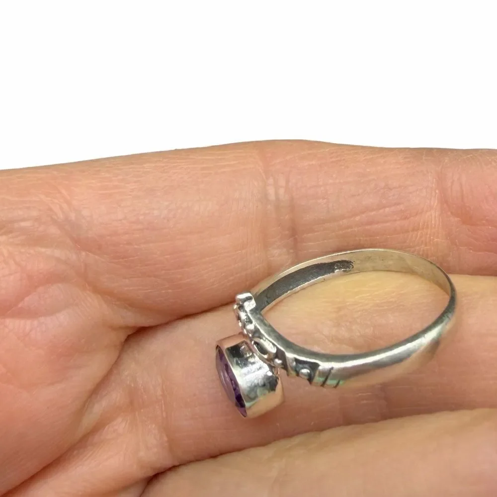 Amethyst Ring Size 8.5 Solid 925 Sterling Silver